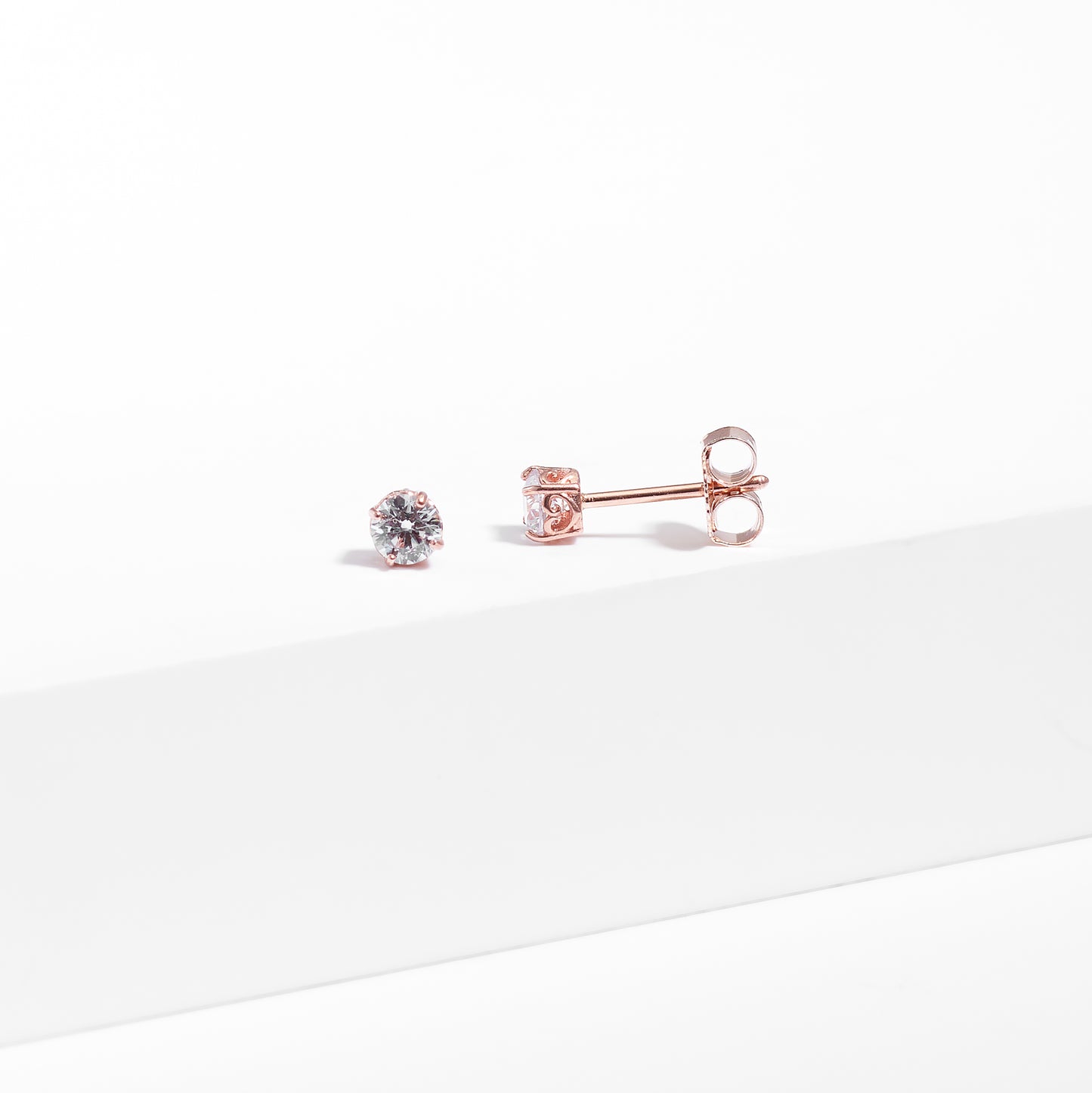 9K Rose Gold Zirconia Stud Earrings 3.5mm