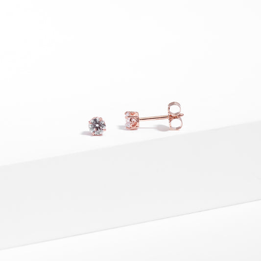 9K Rose Gold Zirconia Stud Earrings 3.5mm