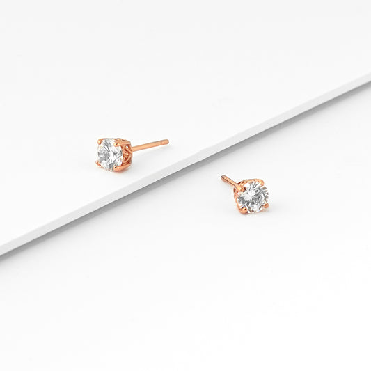 9k Rose Gold Zirconia Stud Earrings 4.5mm