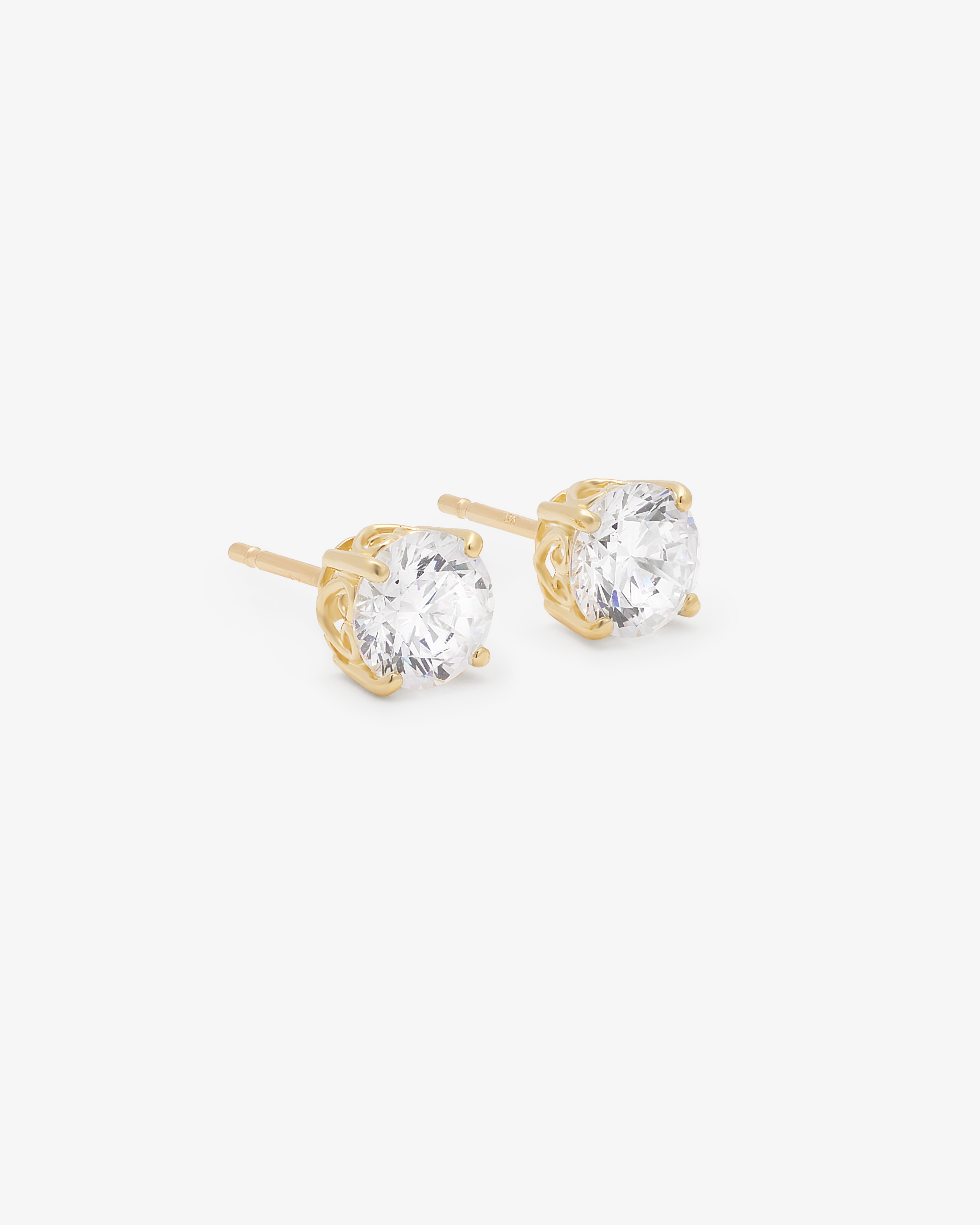9K Yellow Gold Zirconia Stud Earrings 6mm