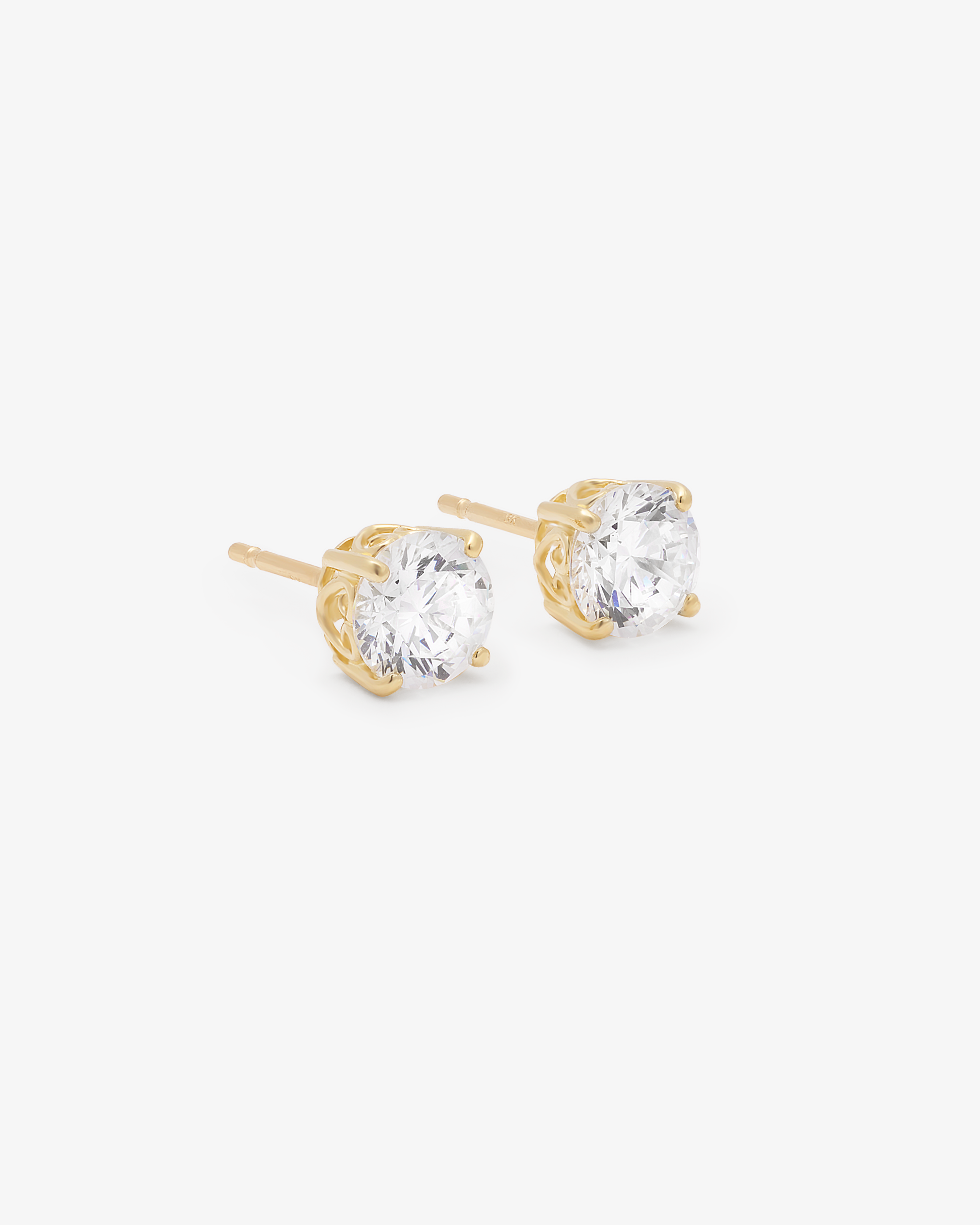 9K Yellow Gold Zirconia Stud Earrings 6mm