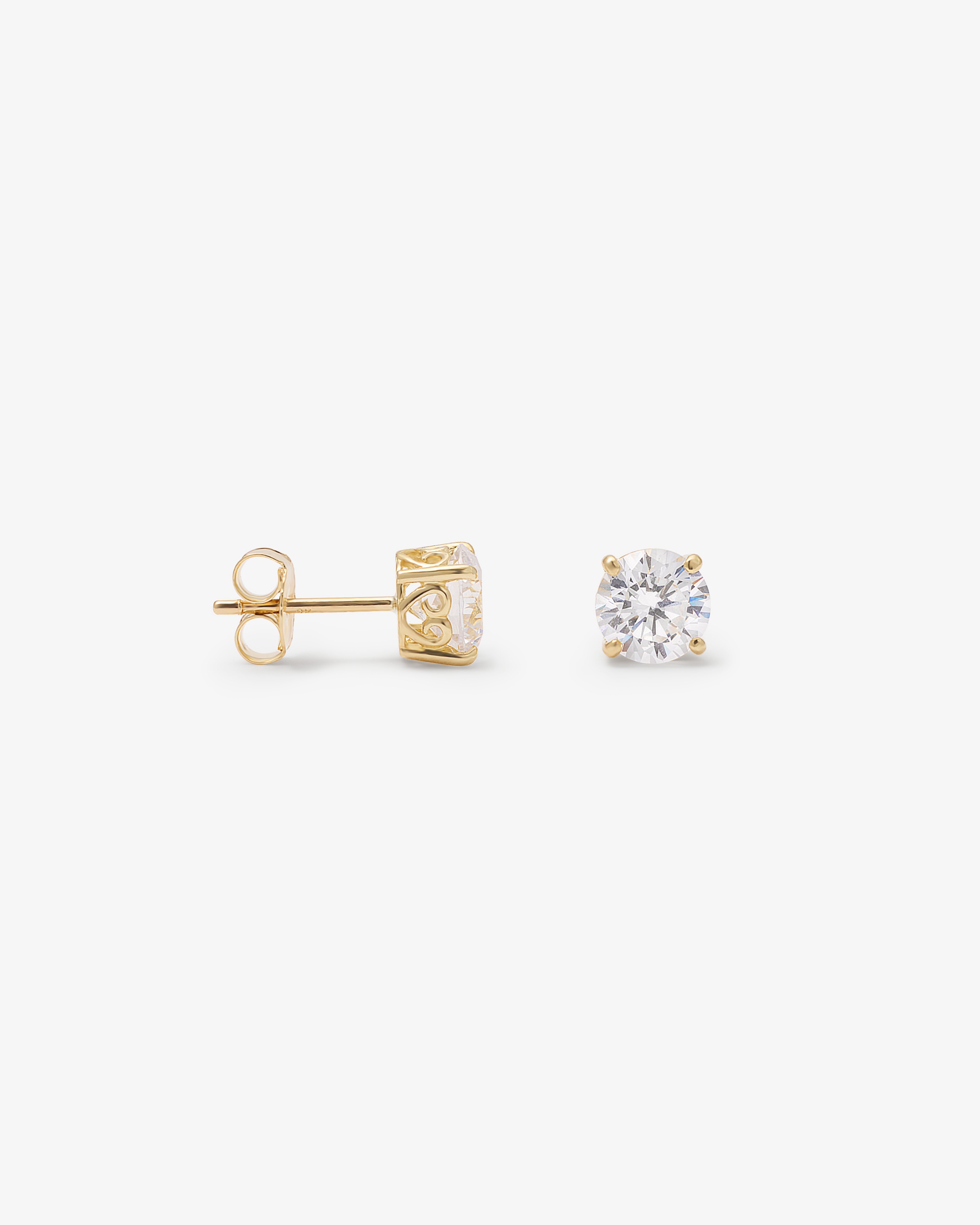 9K Yellow Gold Zirconia Stud Earrings 6mm