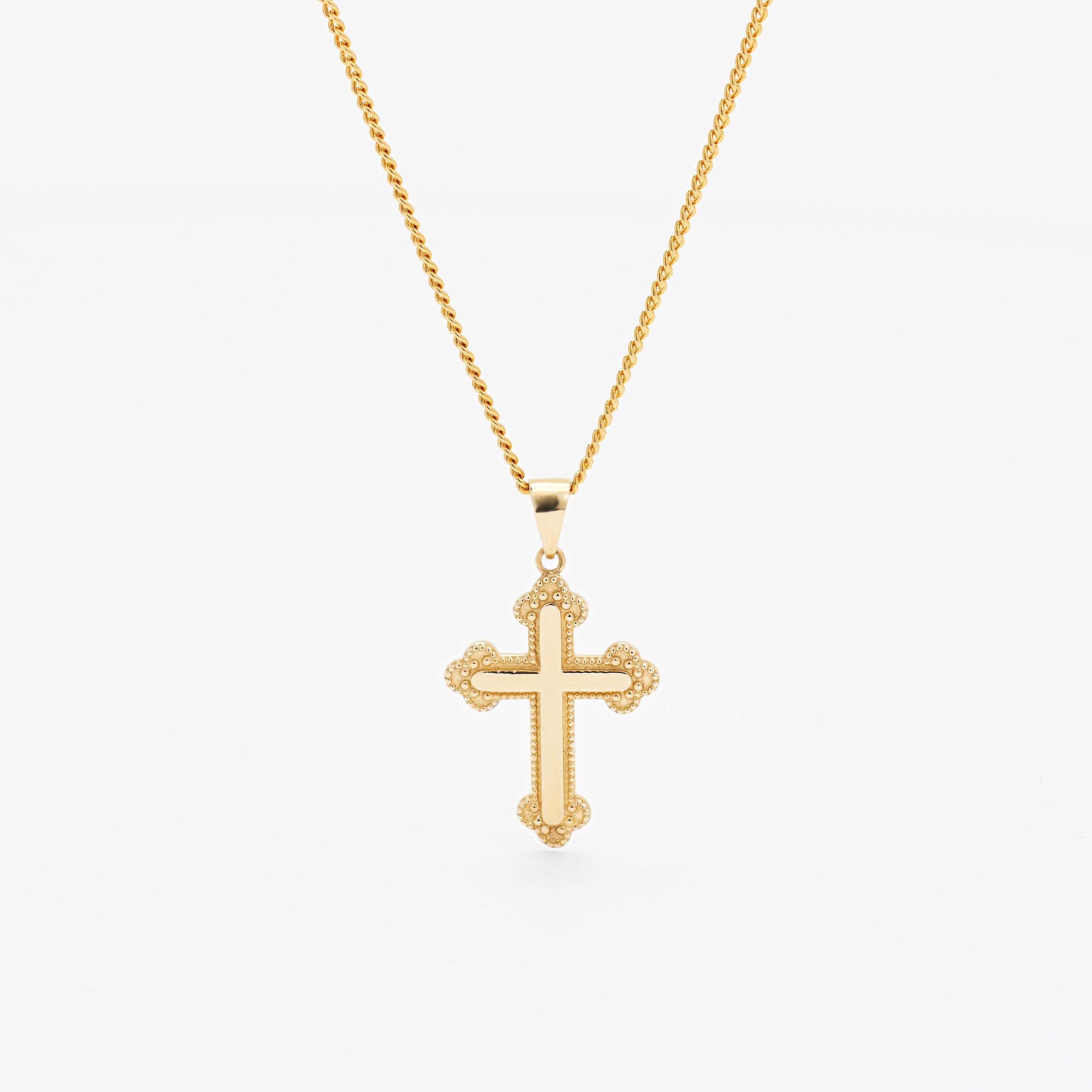 9K Yellow Gold Fancy Orthodox Cross Pendant 25x14.5mm