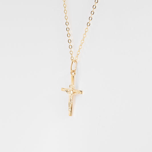 9K Yellow Gold Crucifix Pendant 21x13mm