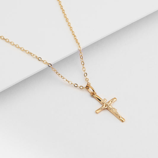 9K Yellow Gold Crucifix Pendant 21x13mm