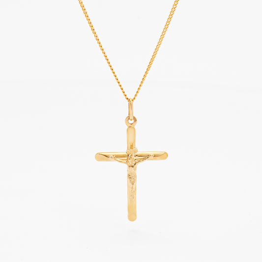 9K Yellow Gold Crucifix Pendant 30x22mm