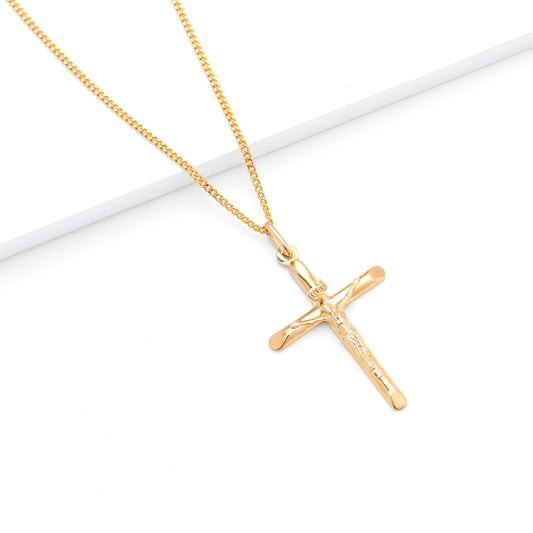 9K Yellow Gold Crucifix Pendant 30x22mm