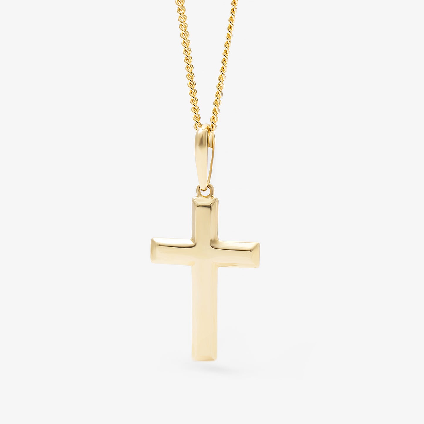9K Yellow Gold Solid Bevelled Edge Cross Pendant 25x17mm