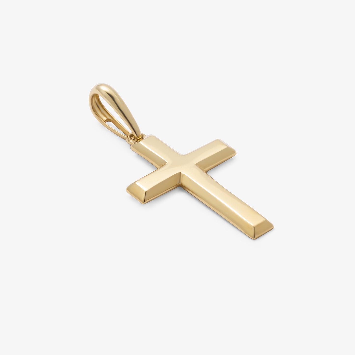 9K Yellow Gold Solid Bevelled Edge Cross Pendant 25x17mm