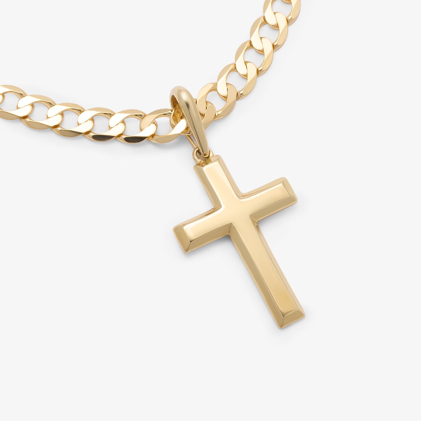 9K Yellow Gold Solid Bevelled Edge Cross Pendant 25x17mm