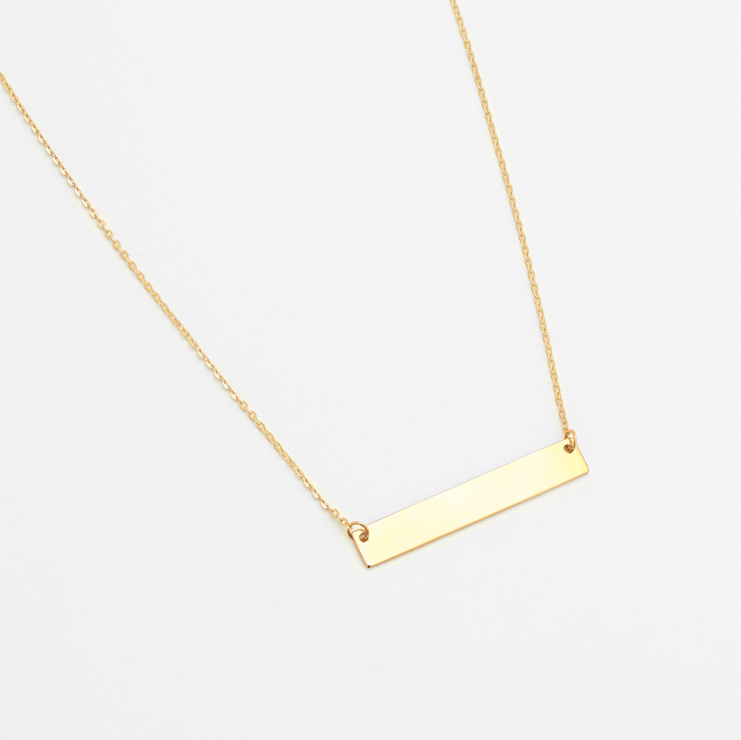 9ct Yellow Gold Engravable Bar Necklace