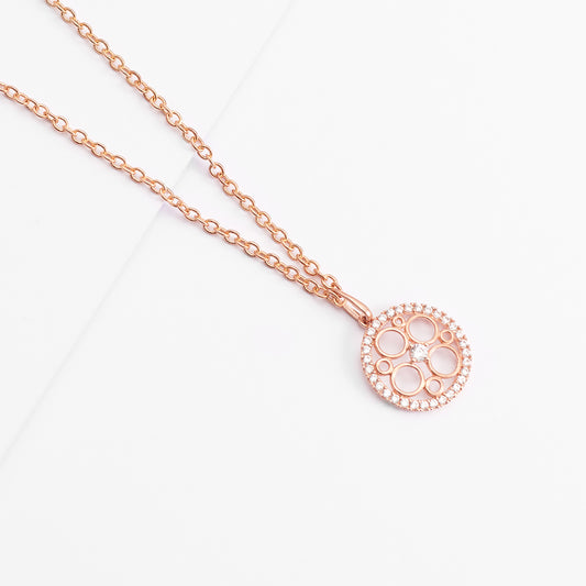 9K Rose Gold Zirconia Circle Pendant