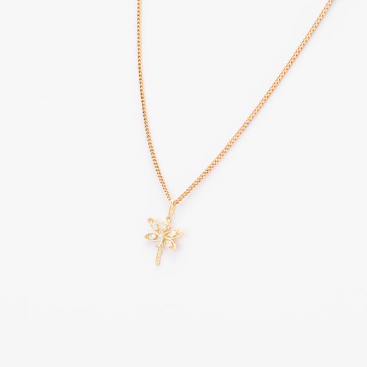 9K Yellow Gold Zirconia Dragonfly Pendant