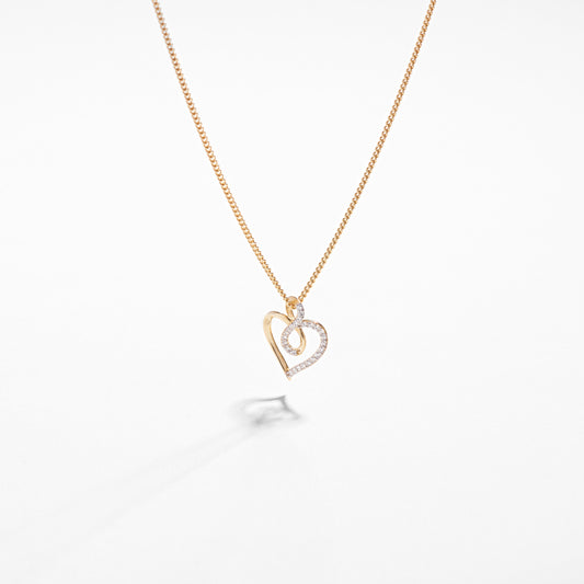 9K Yellow Gold Zirconia Heart Slider Pendant