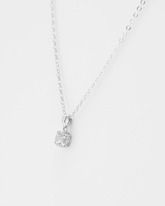 9K White Gold Zirconia Solitaire Pendant 6mm