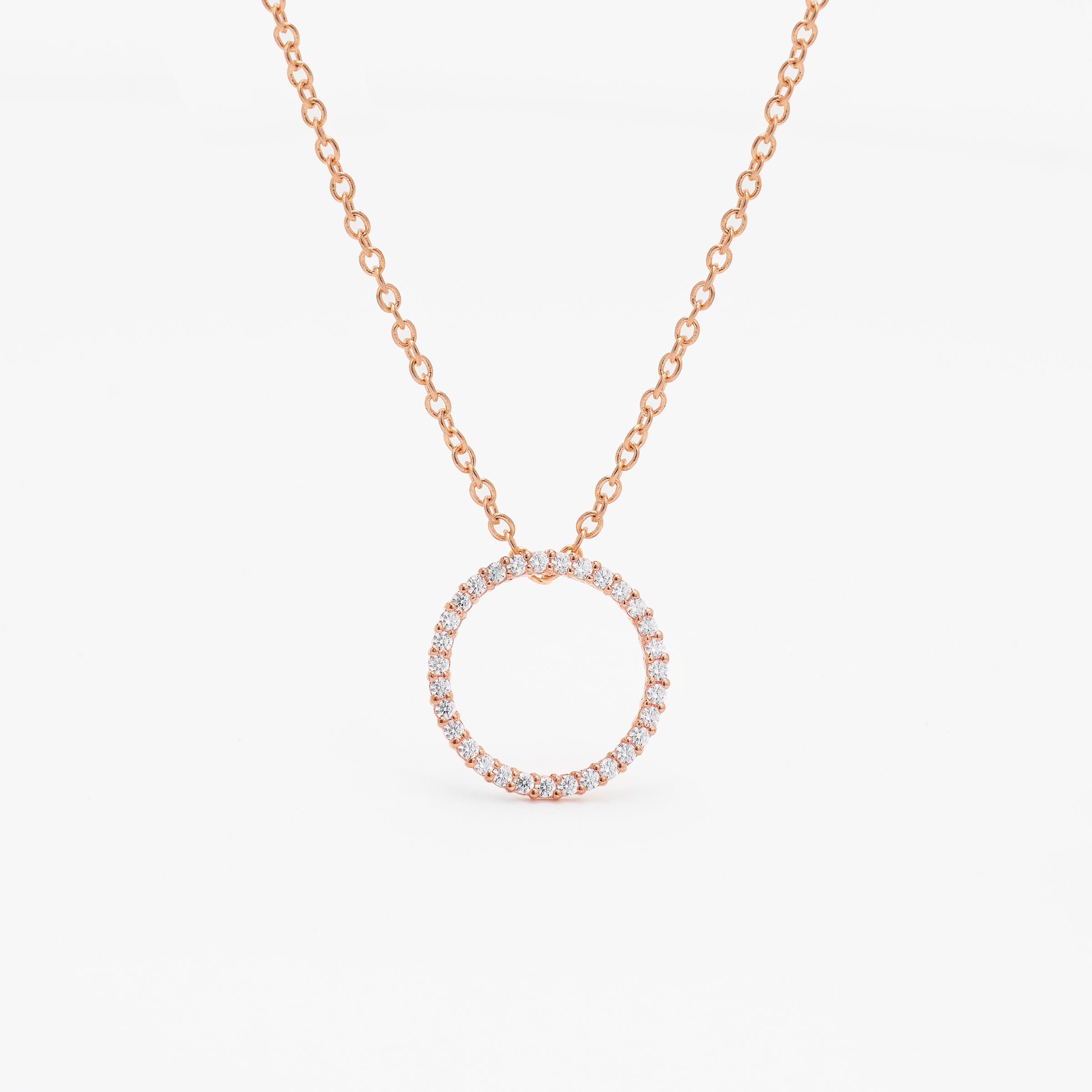 9K Rose Gold Zirconia Open Circle Slider Pendant