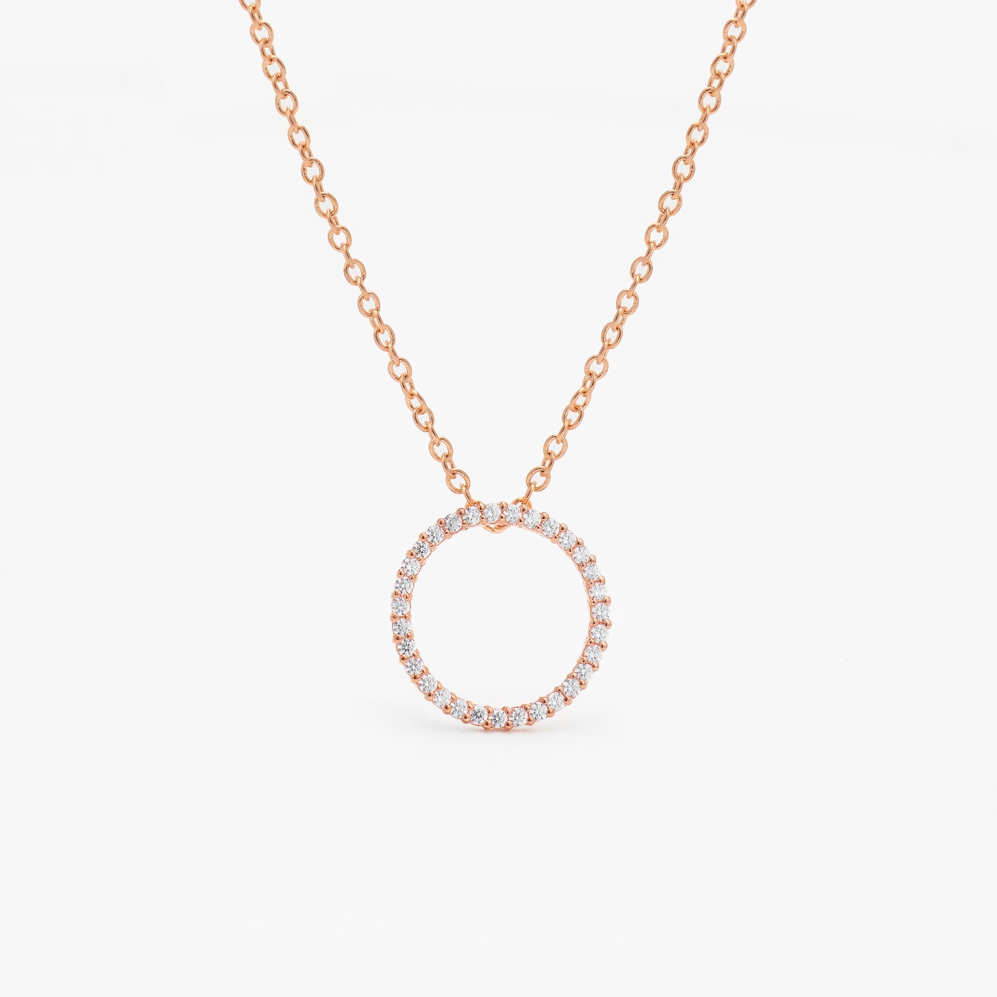 9K Rose Gold Zirconia Open Circle Slider Pendant