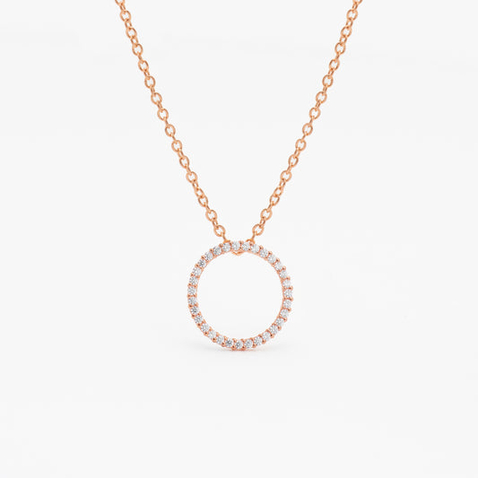 9K Rose Gold Zirconia Open Circle Slider Pendant