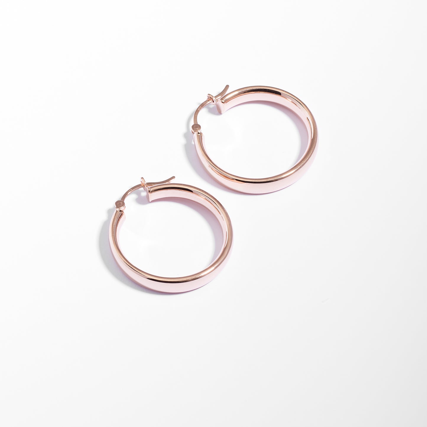 9K Rose Gold Half Round Hoop Earrings 20mm