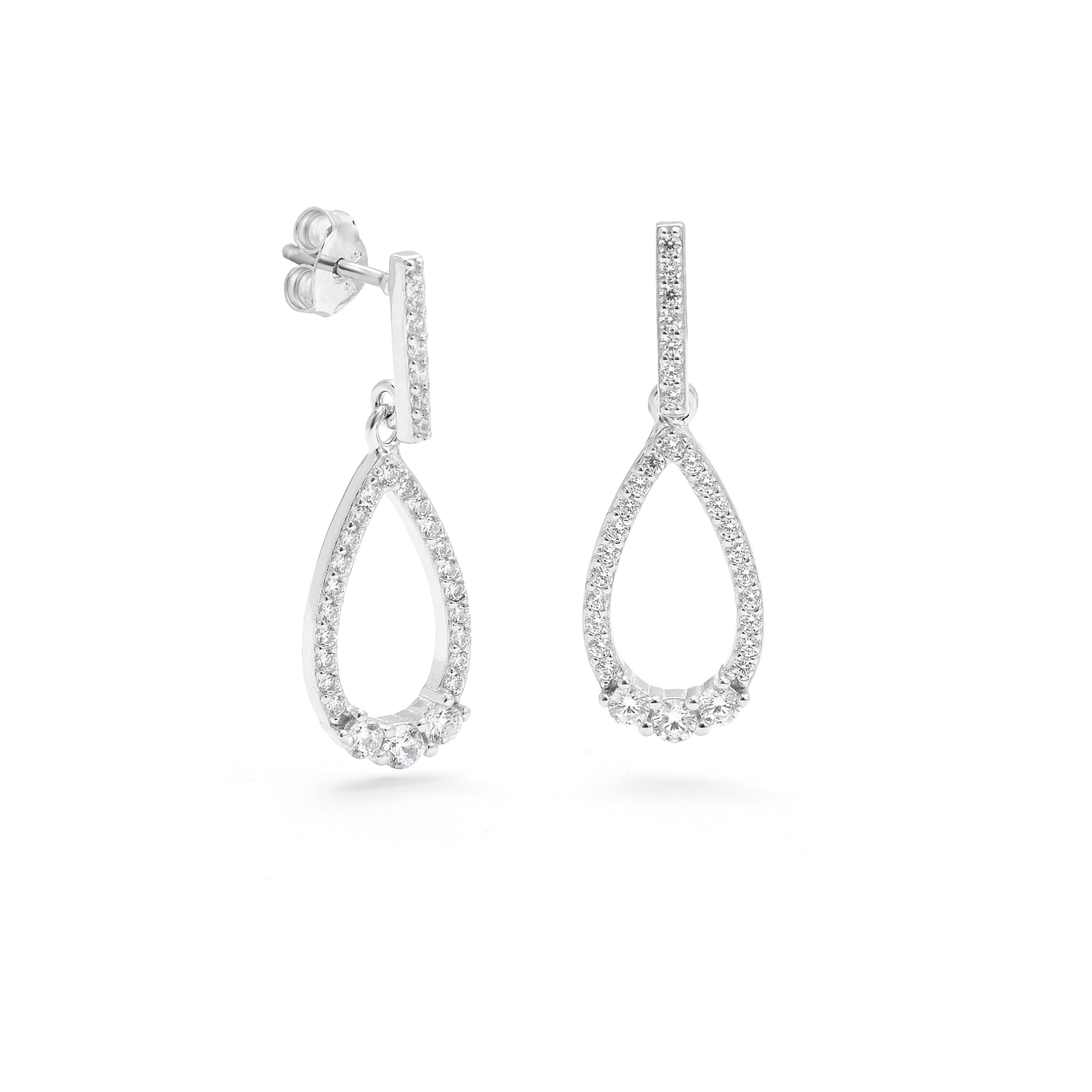 Sterling Silver Open Teardrop Zirconia Earring