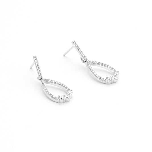 Sterling Silver Open Teardrop Zirconia Earring