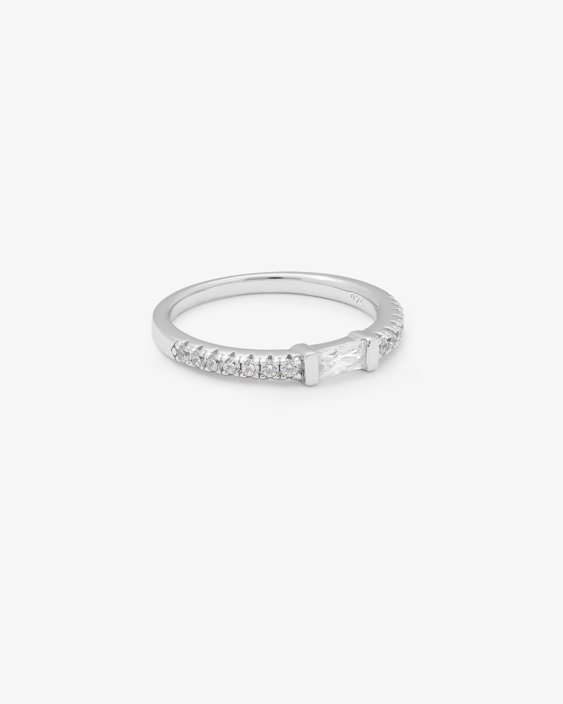 Sterling Silver Baguette Zirconia Ring