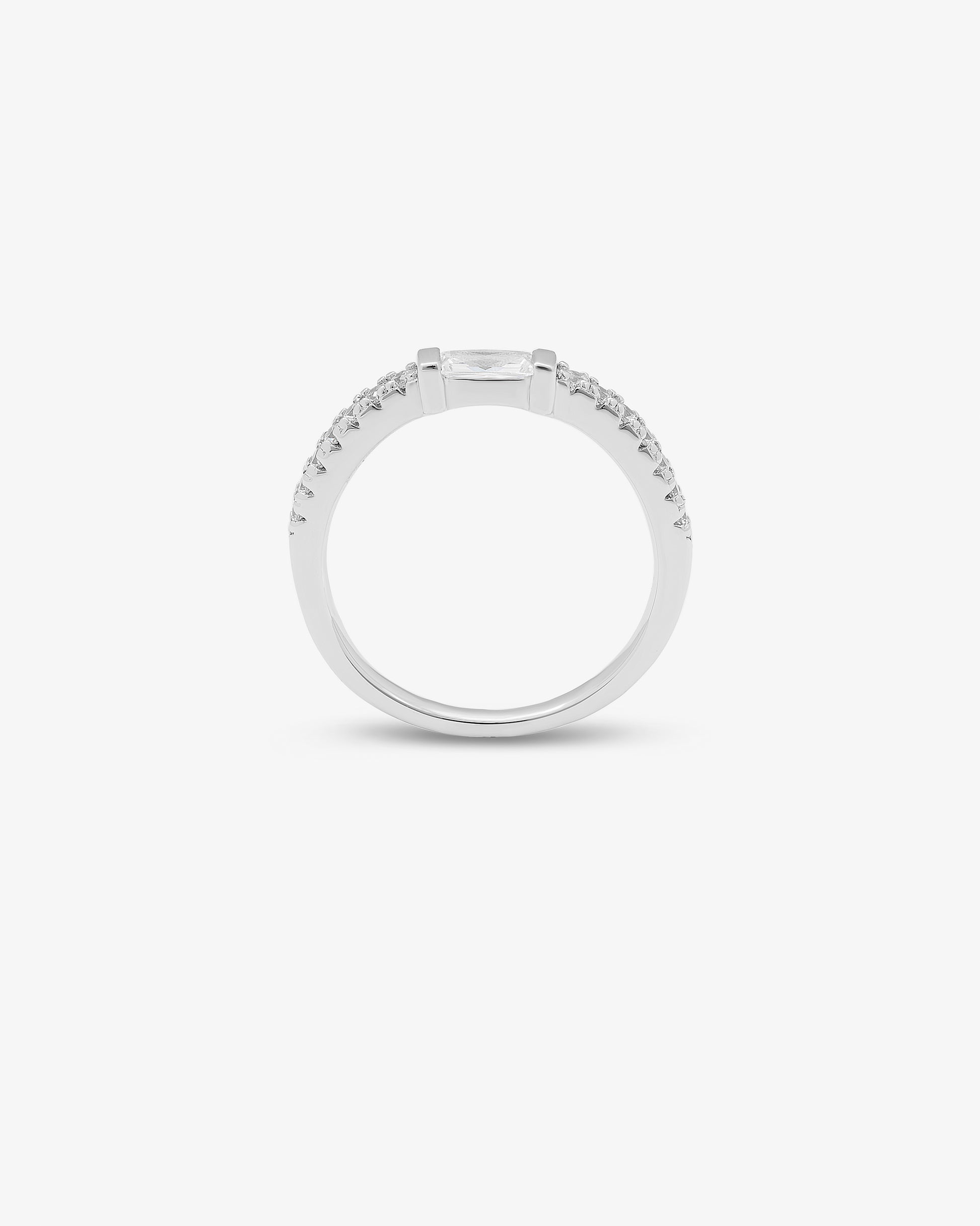 Sterling Silver Baguette Zirconia Ring