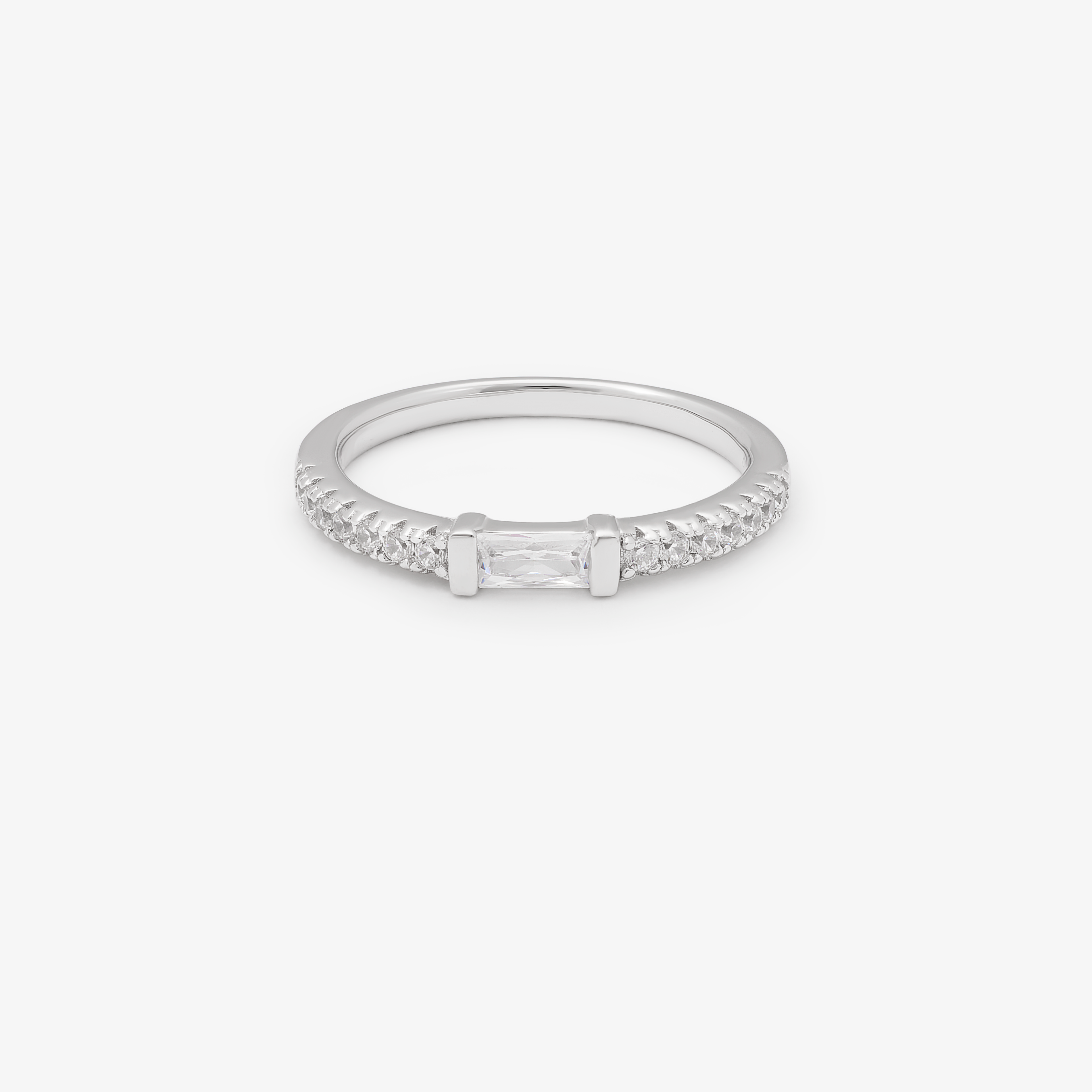 Sterling Silver Baguette Zirconia Ring