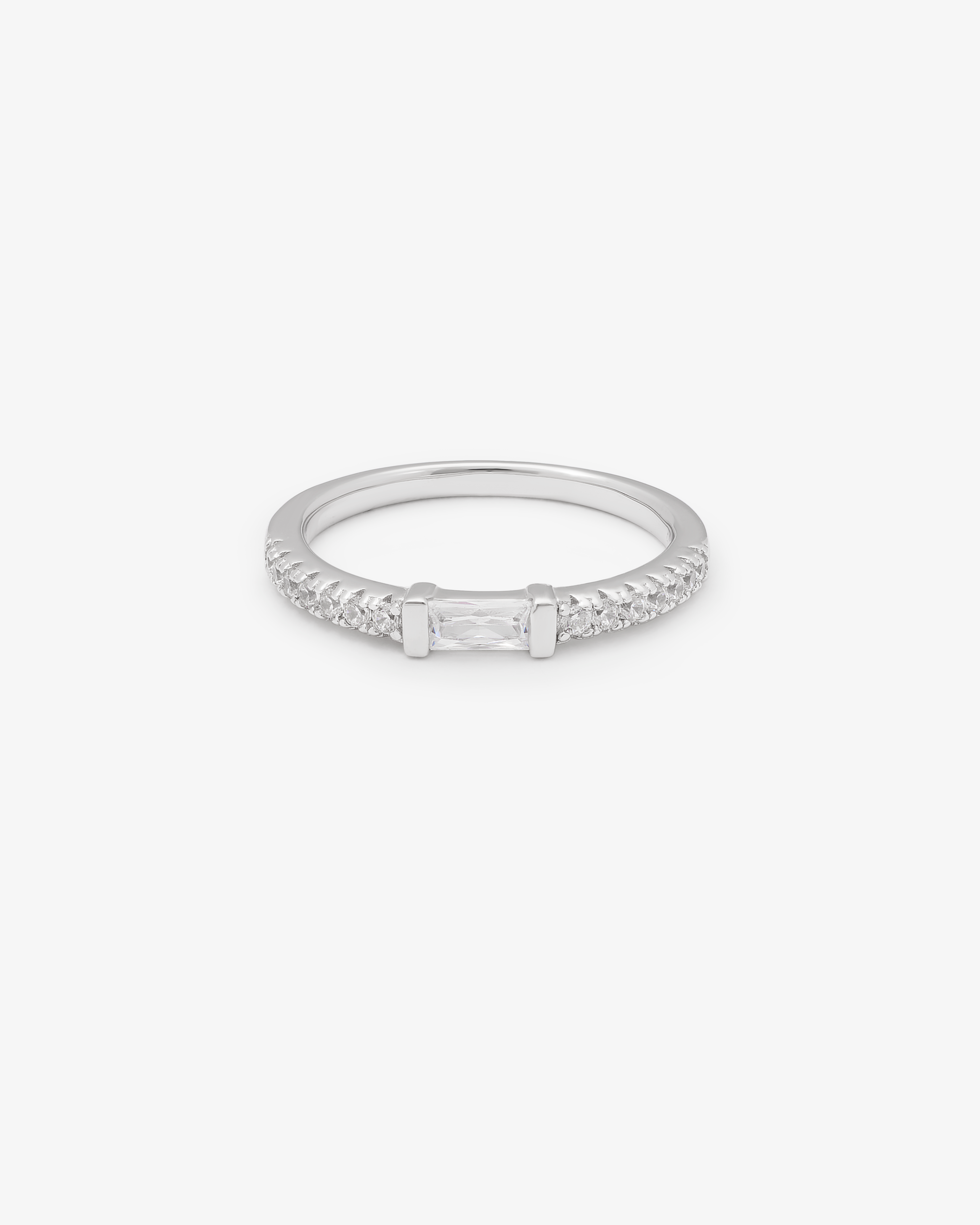 Sterling Silver Baguette Zirconia Ring