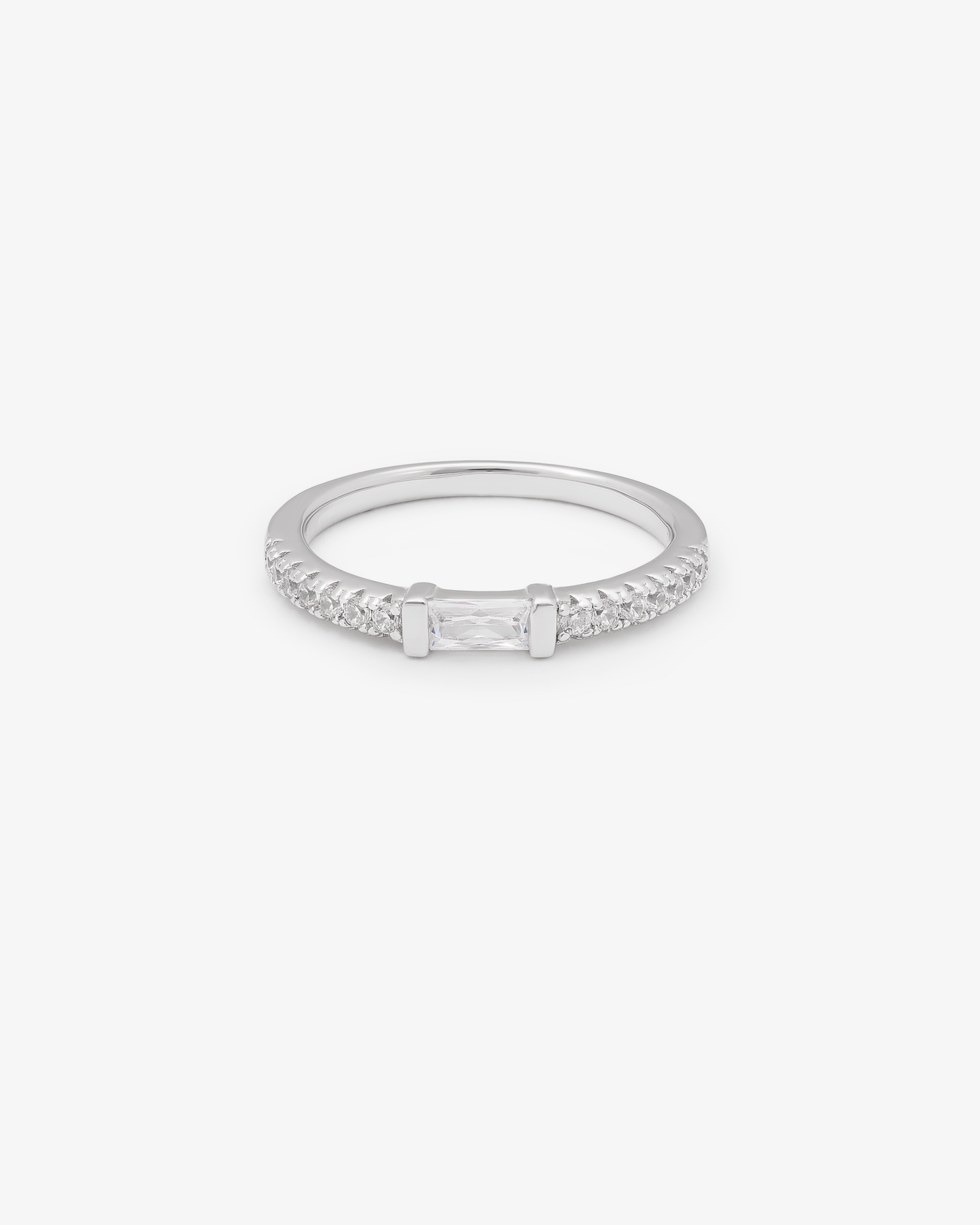 Sterling Silver Baguette Zirconia Ring