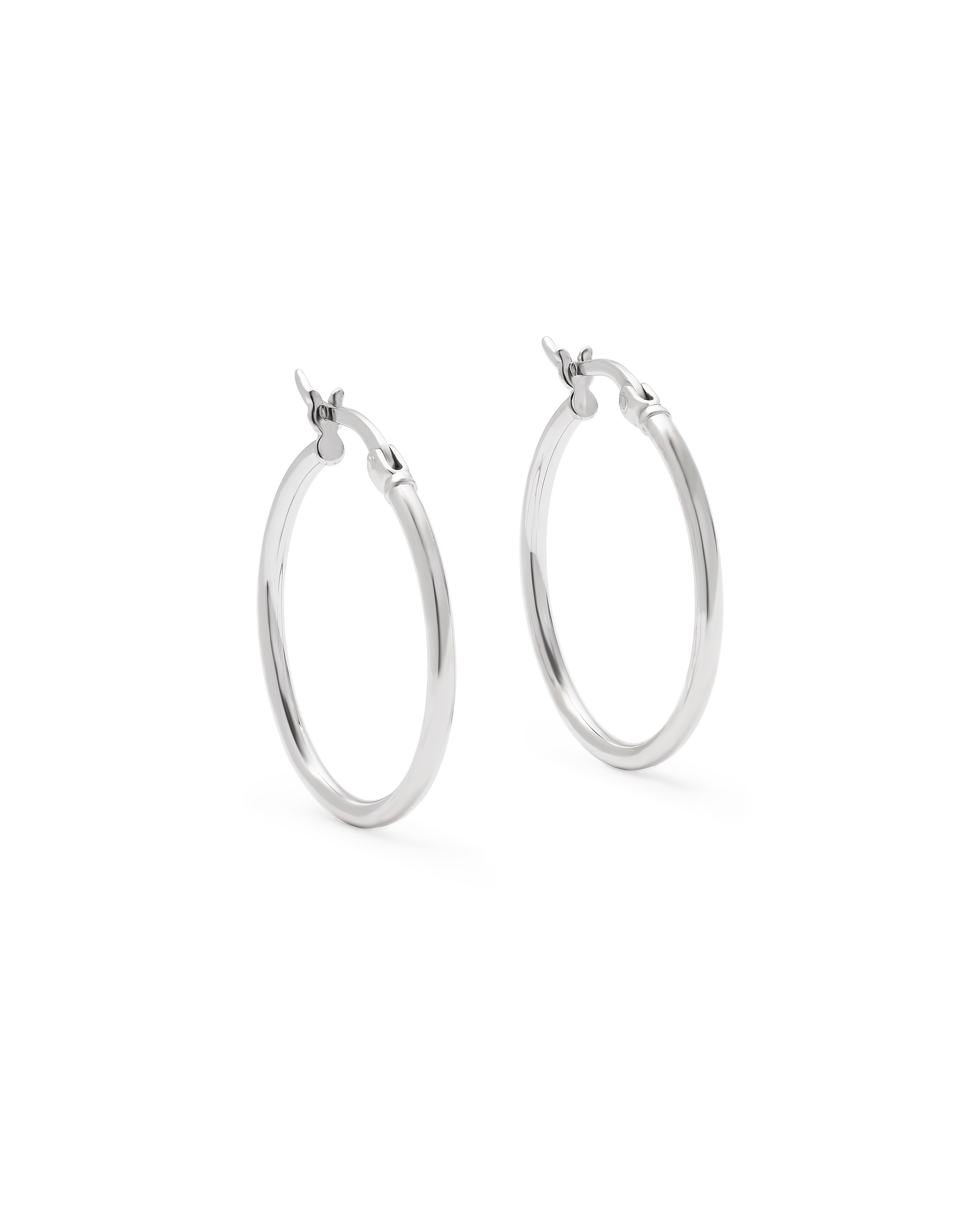 9K White Gold Round Hoop Earrings 20mm.