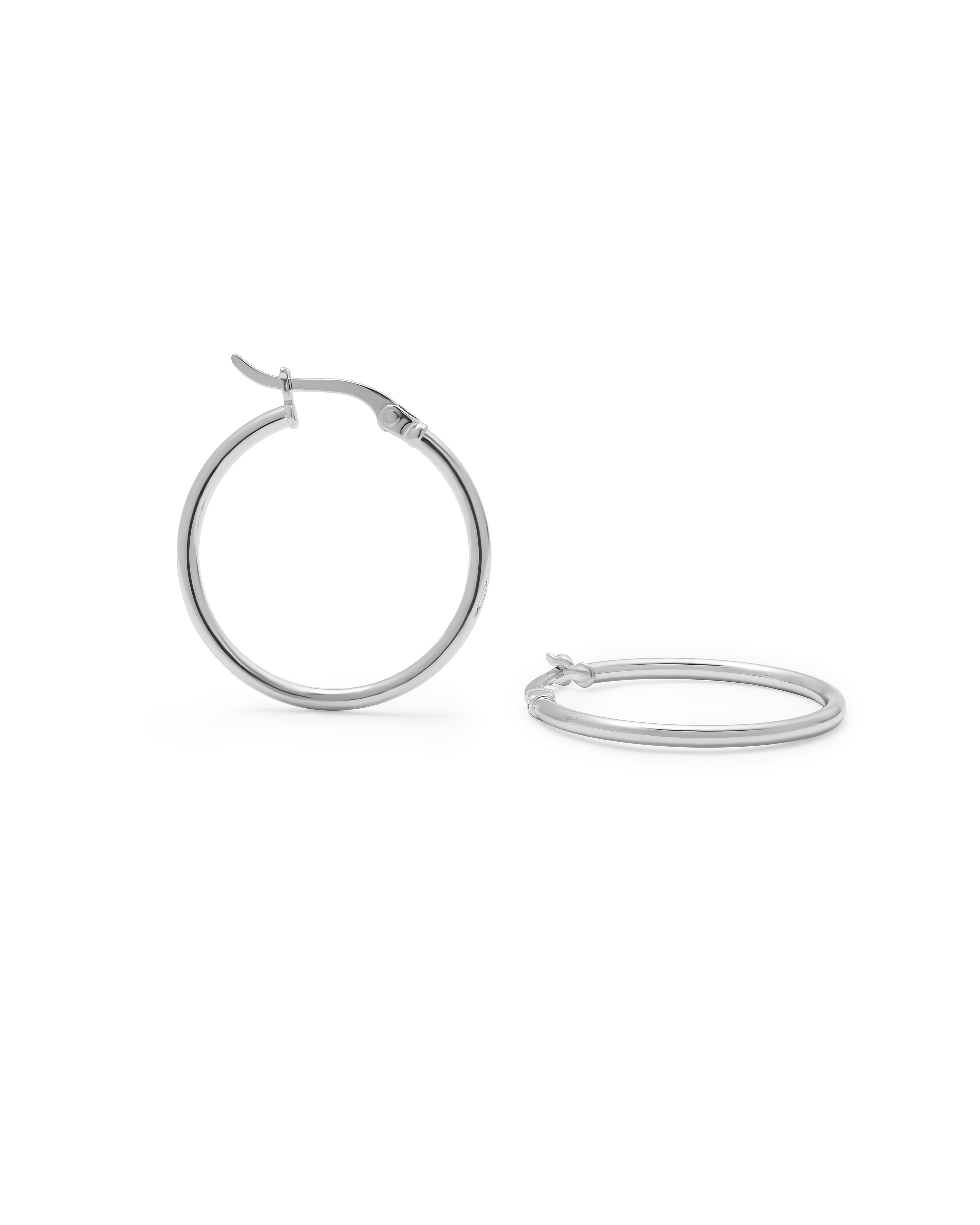 9K White Gold Round Hoop Earrings 20mm.