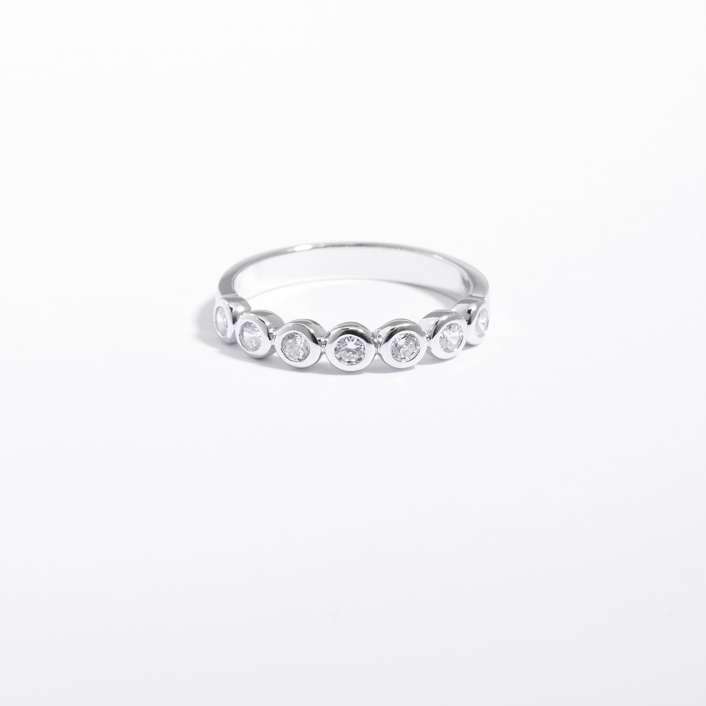 Sterling Silver Zirconia Bezel Band Ring