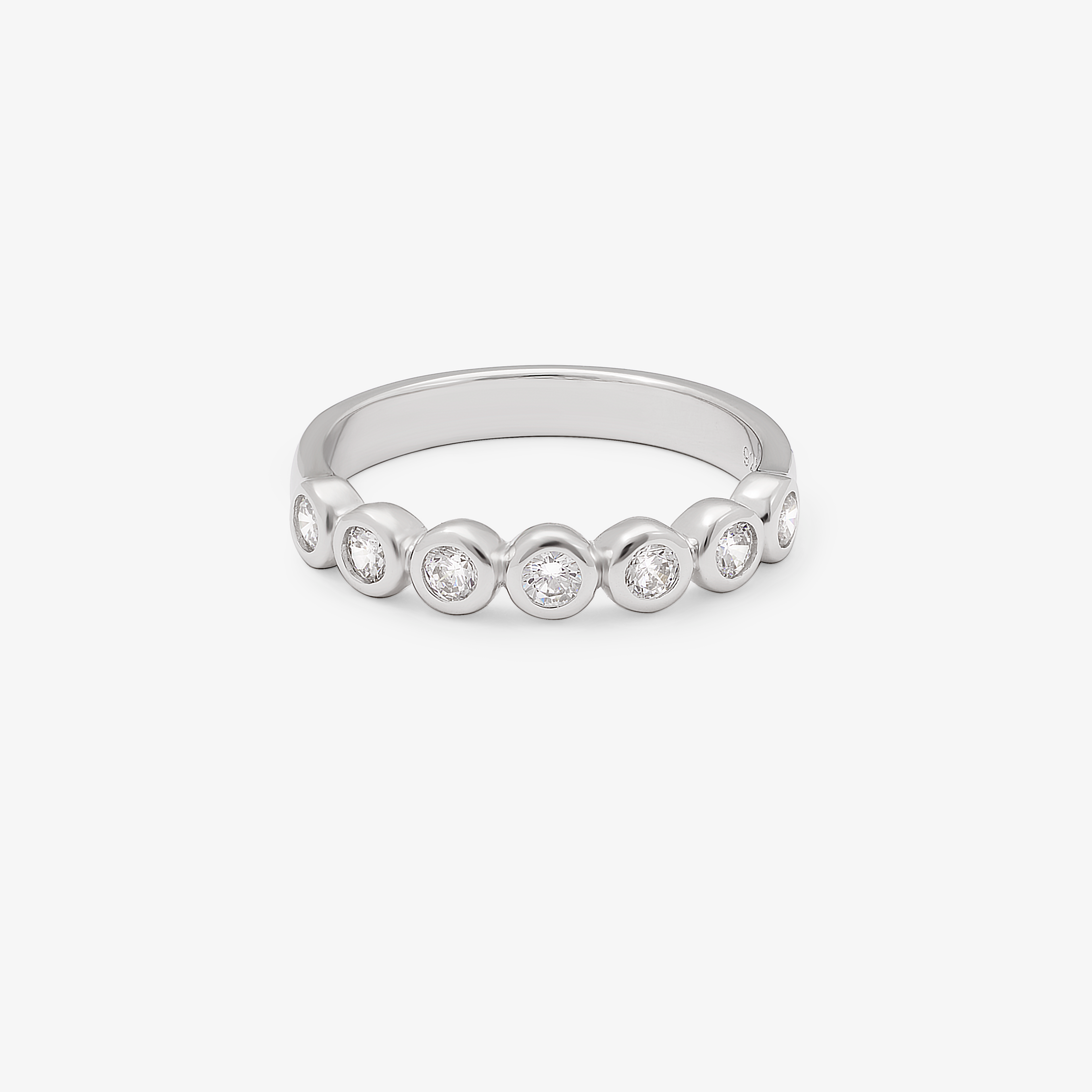 Sterling Silver Zirconia Bezel Band Ring