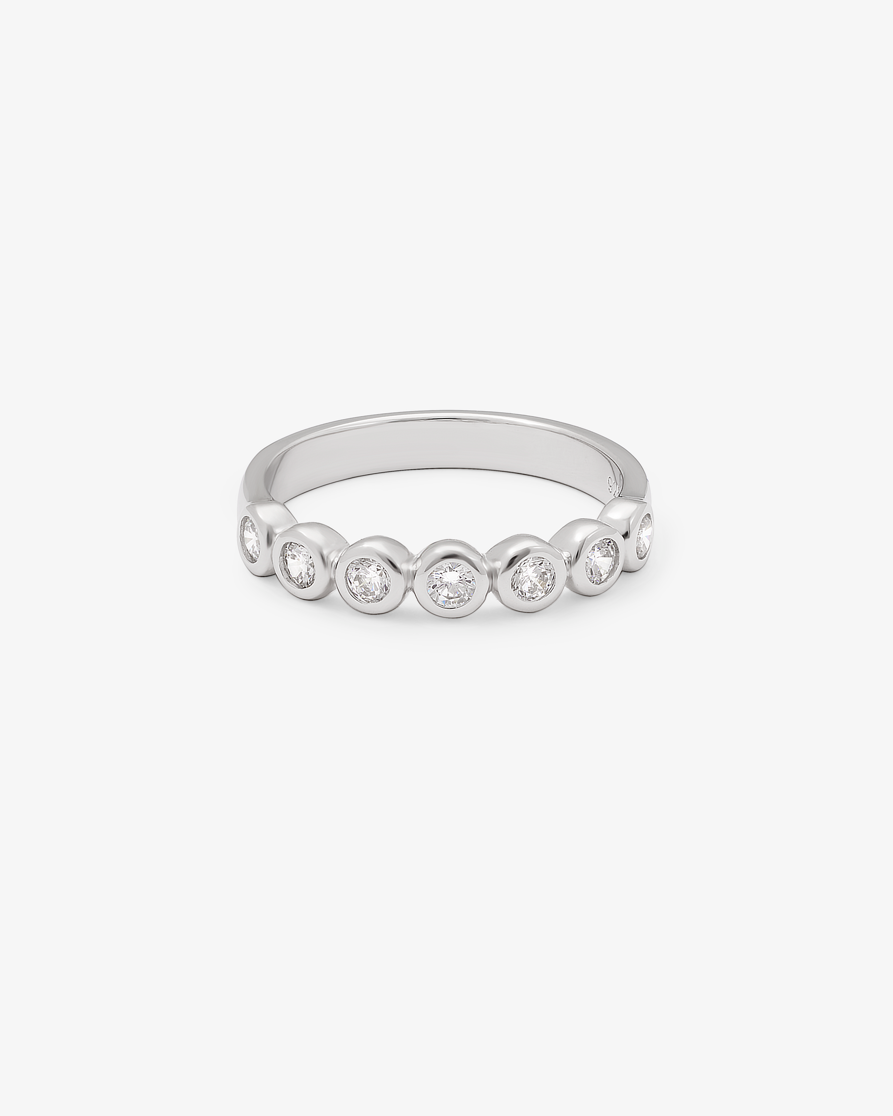 Sterling Silver Zirconia Bezel Band Ring