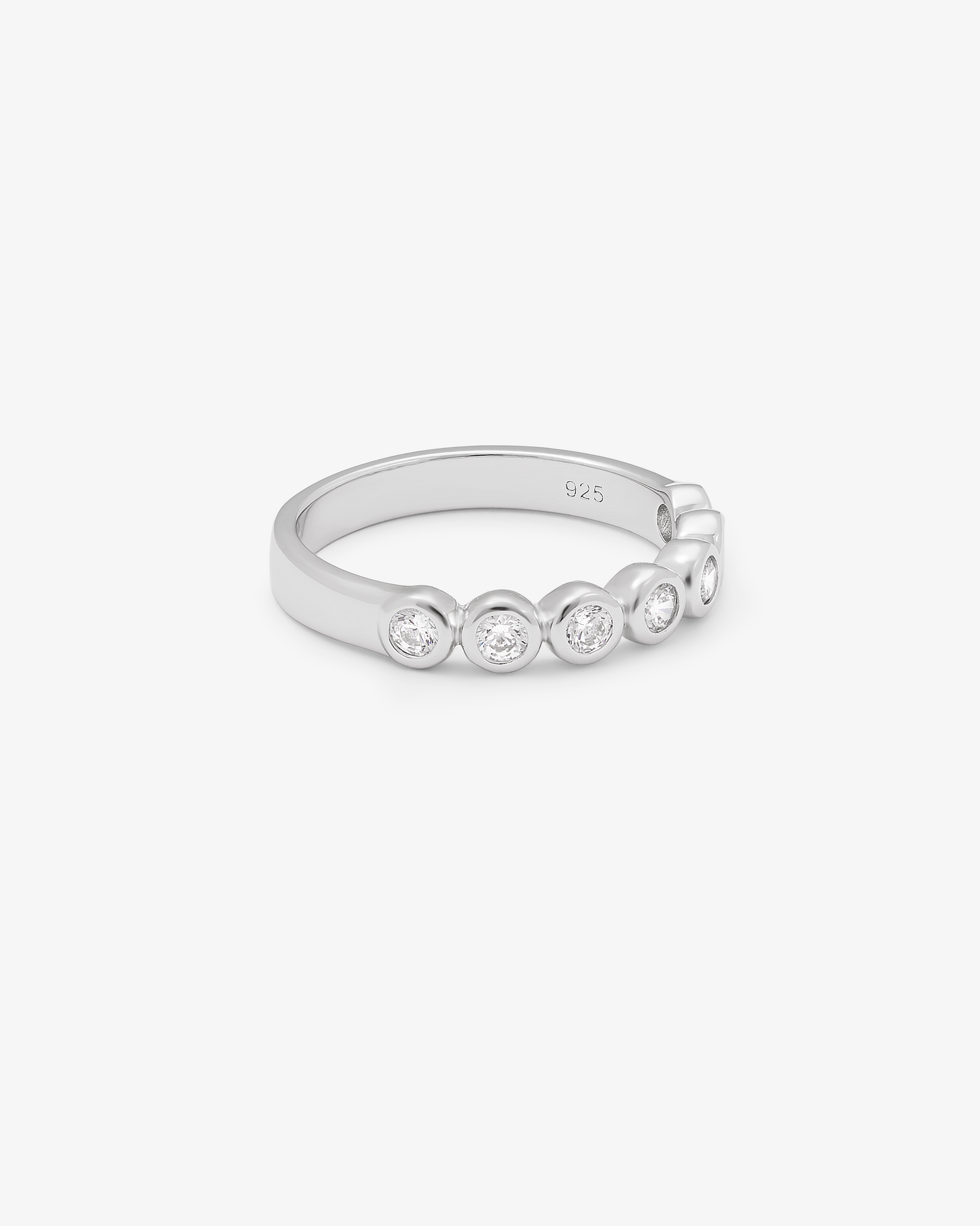 Sterling Silver Zirconia Bezel Band Ring