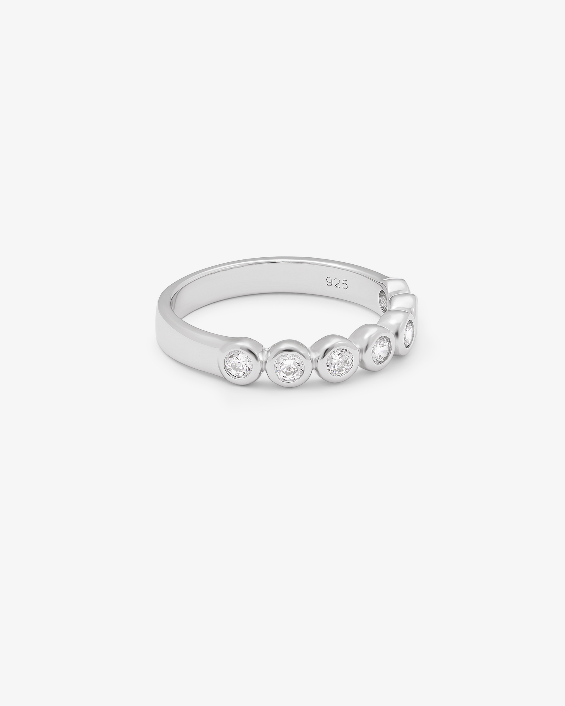 Sterling Silver Zirconia Bezel Band Ring