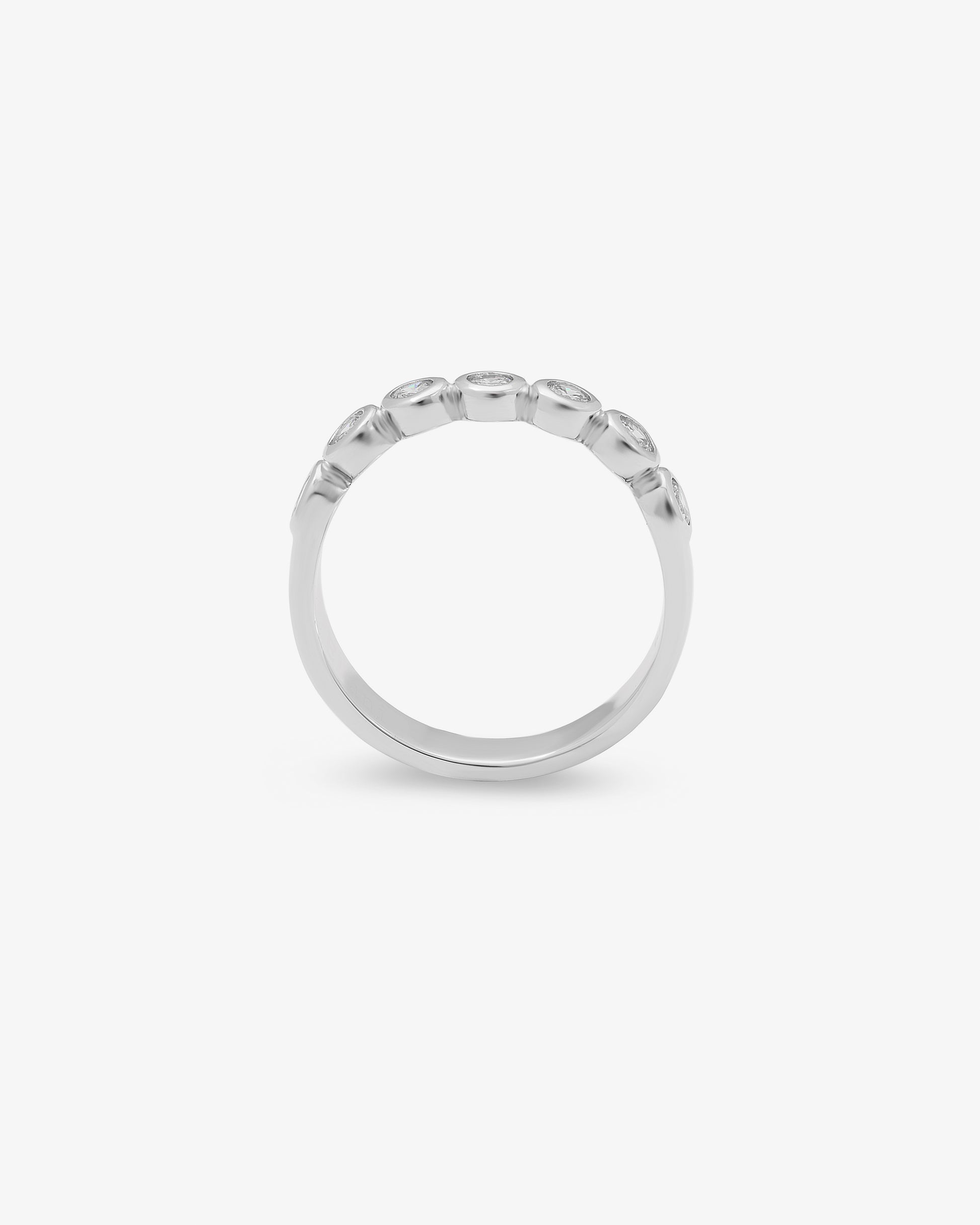 Sterling Silver Zirconia Bezel Band Ring