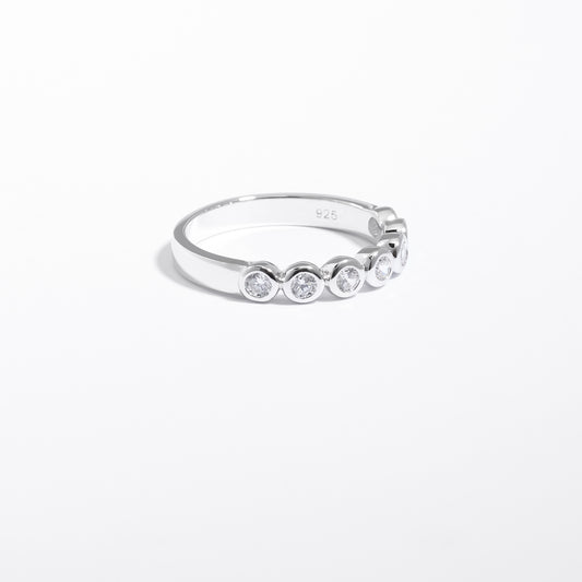 Sterling Silver Zirconia Bezel Band Ring