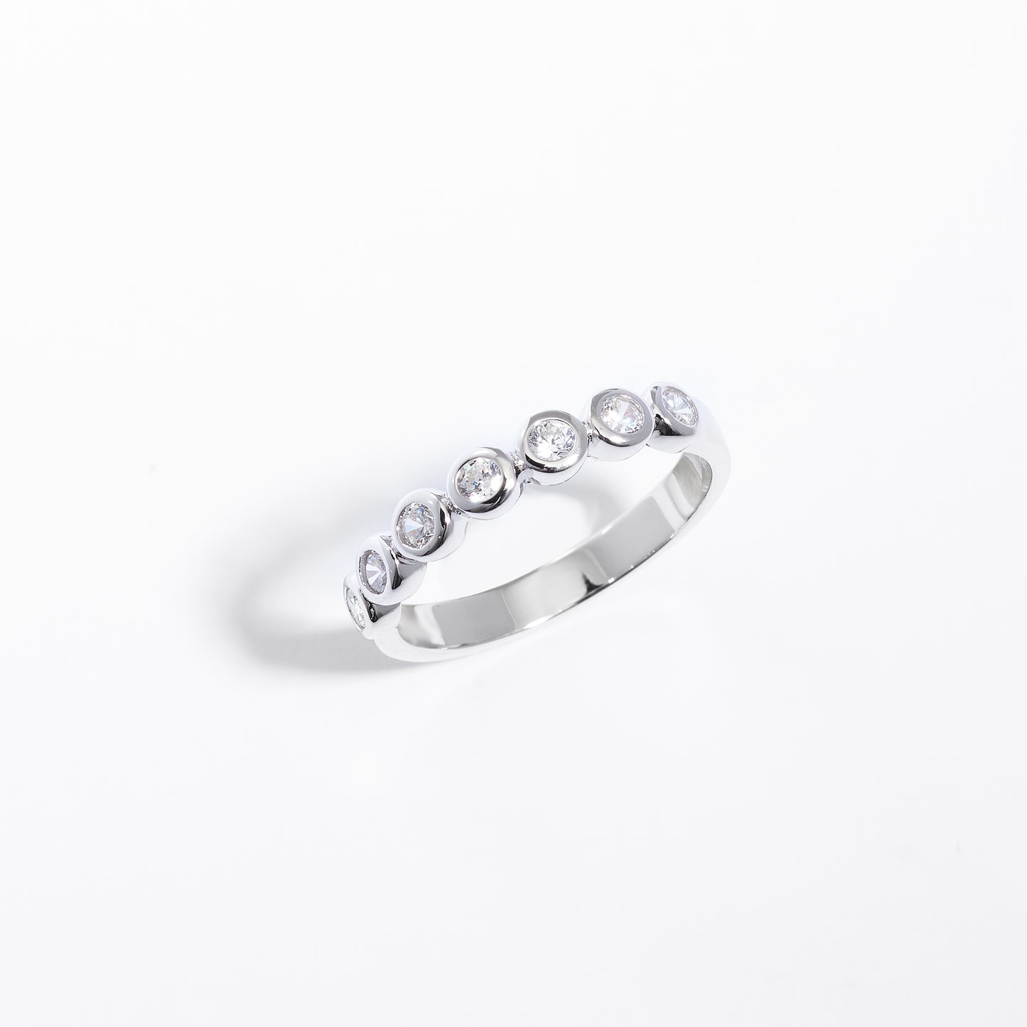 Sterling Silver Zirconia Bezel Band Ring