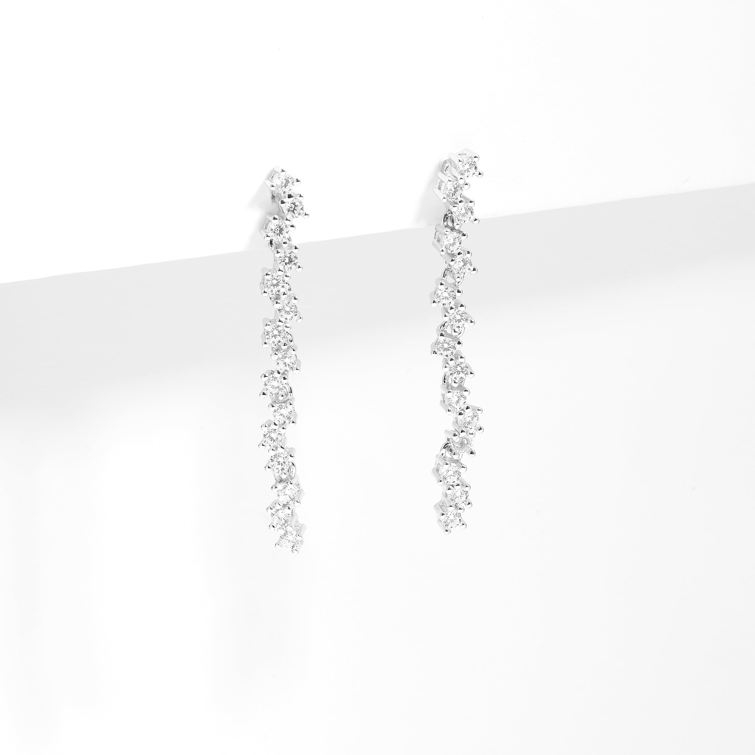 Sterling Silver Zirconia Staggered Drop Stud Earrings