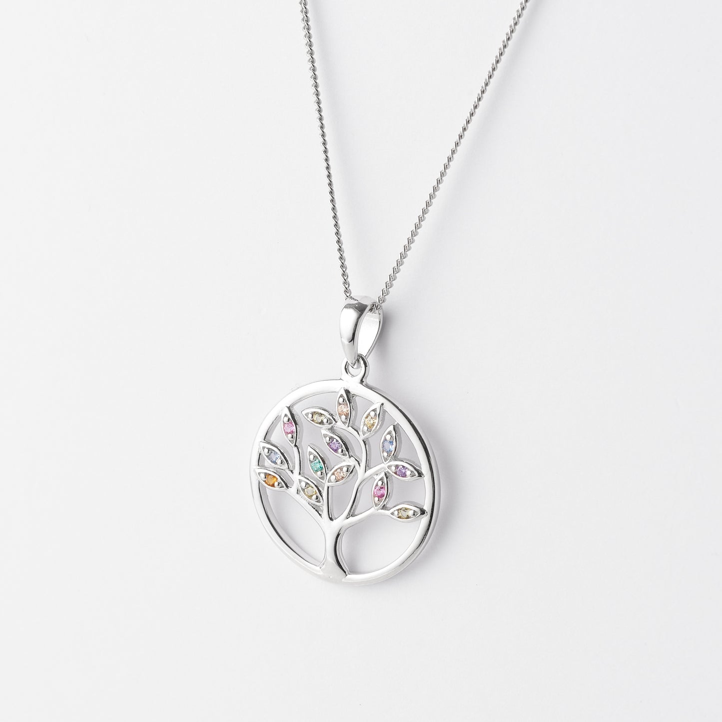 Sterling Silver Coloured Zirconia Tree of Life Pendant