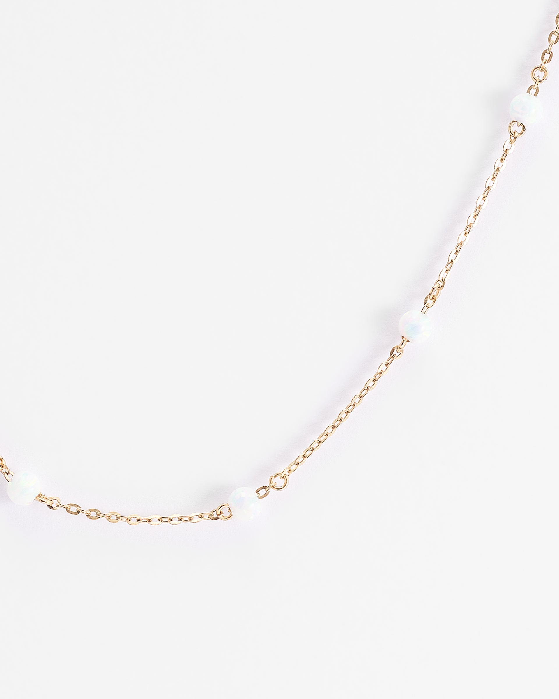 9K Yellow Gold 45cm Opal Station Chain Necklace