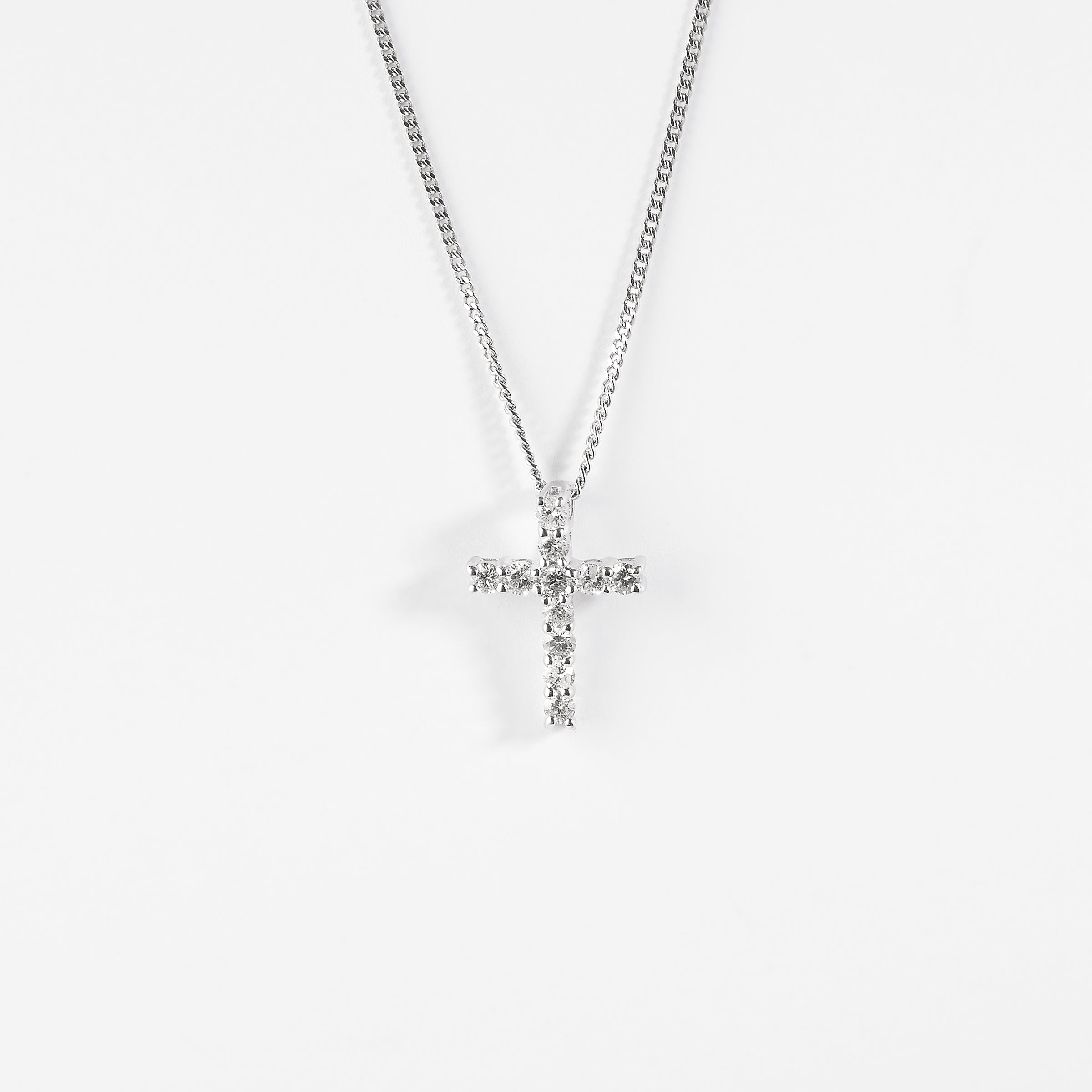 9K White Gold Diamond Cross Slider Pendant 0.33tdw