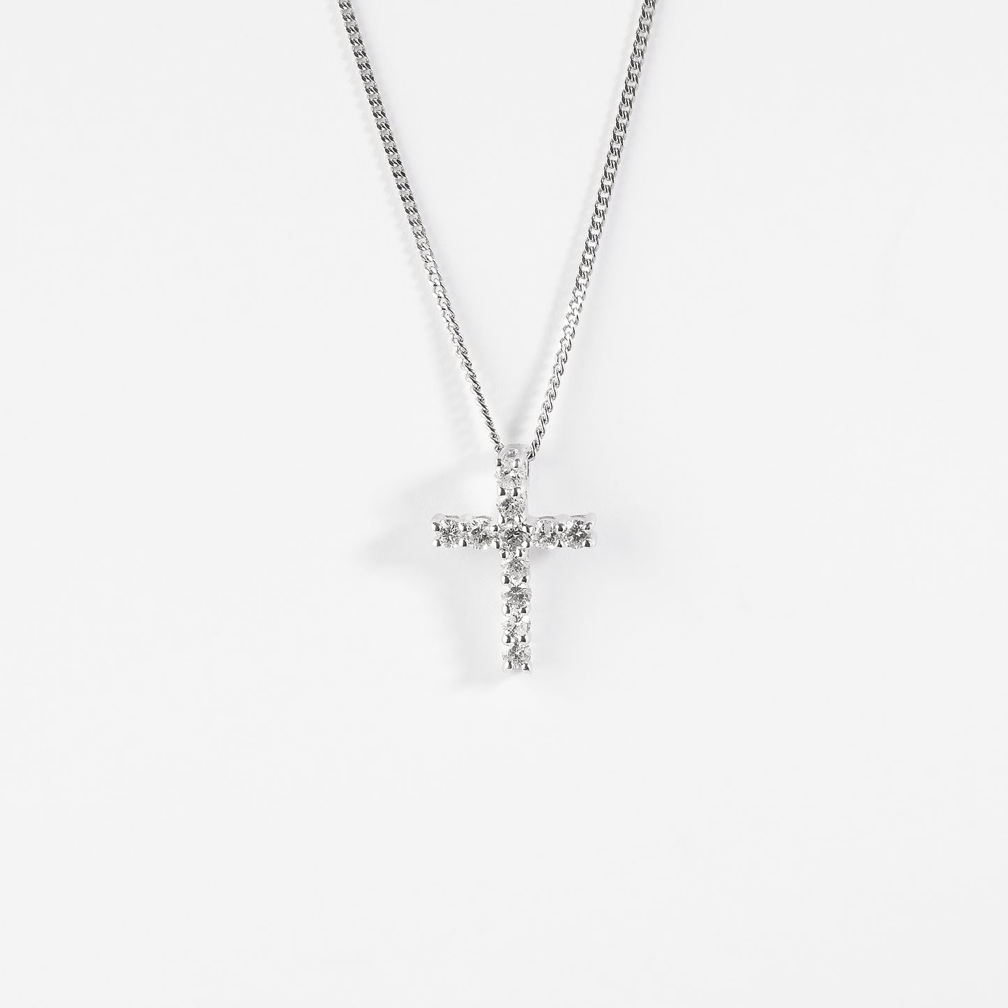 9K White Gold Diamond Cross Slider Pendant 0.33tdw