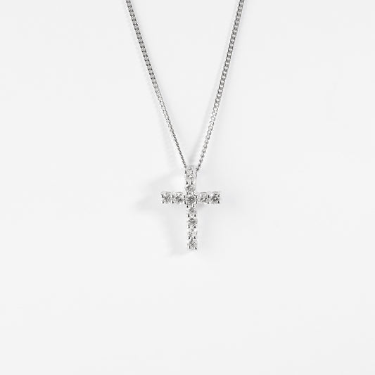 9K White Gold Diamond Cross Slider Pendant 0.33tdw