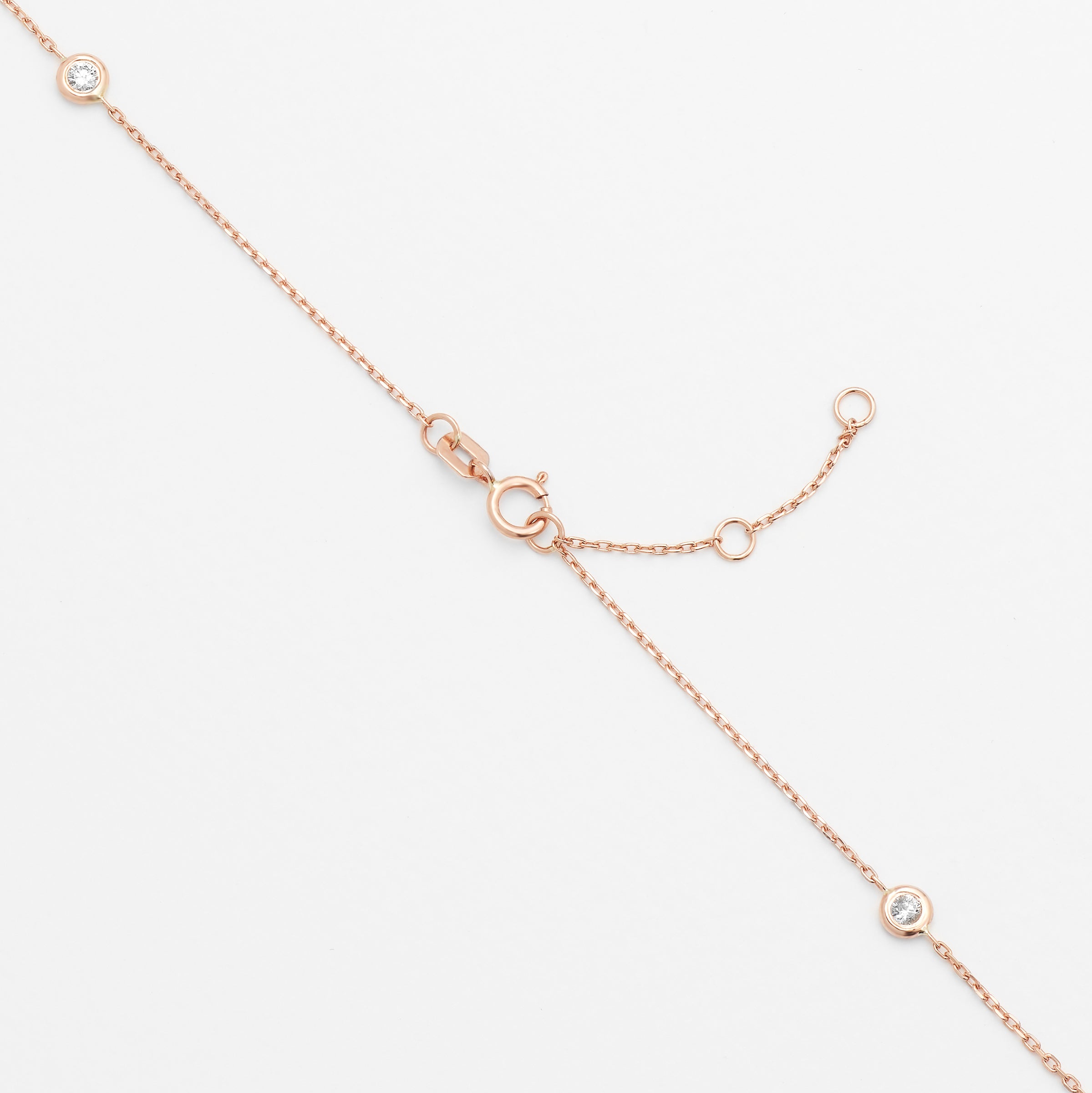 9K Rose Gold Fine Bezel-Set Diamond Necklace 0.55tdw