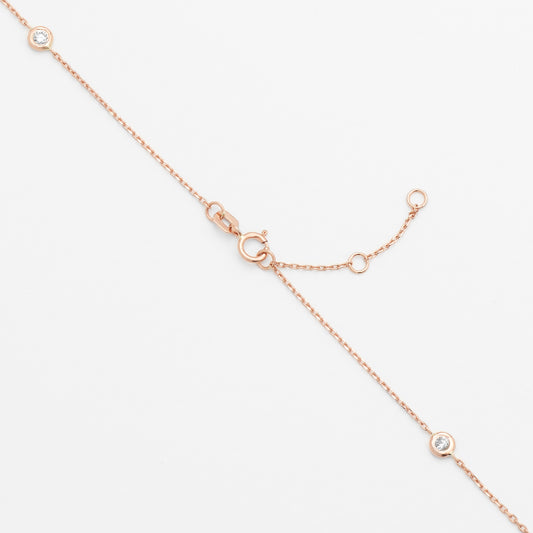 9K Rose Gold Fine Bezel-Set Diamond Necklace 0.55tdw