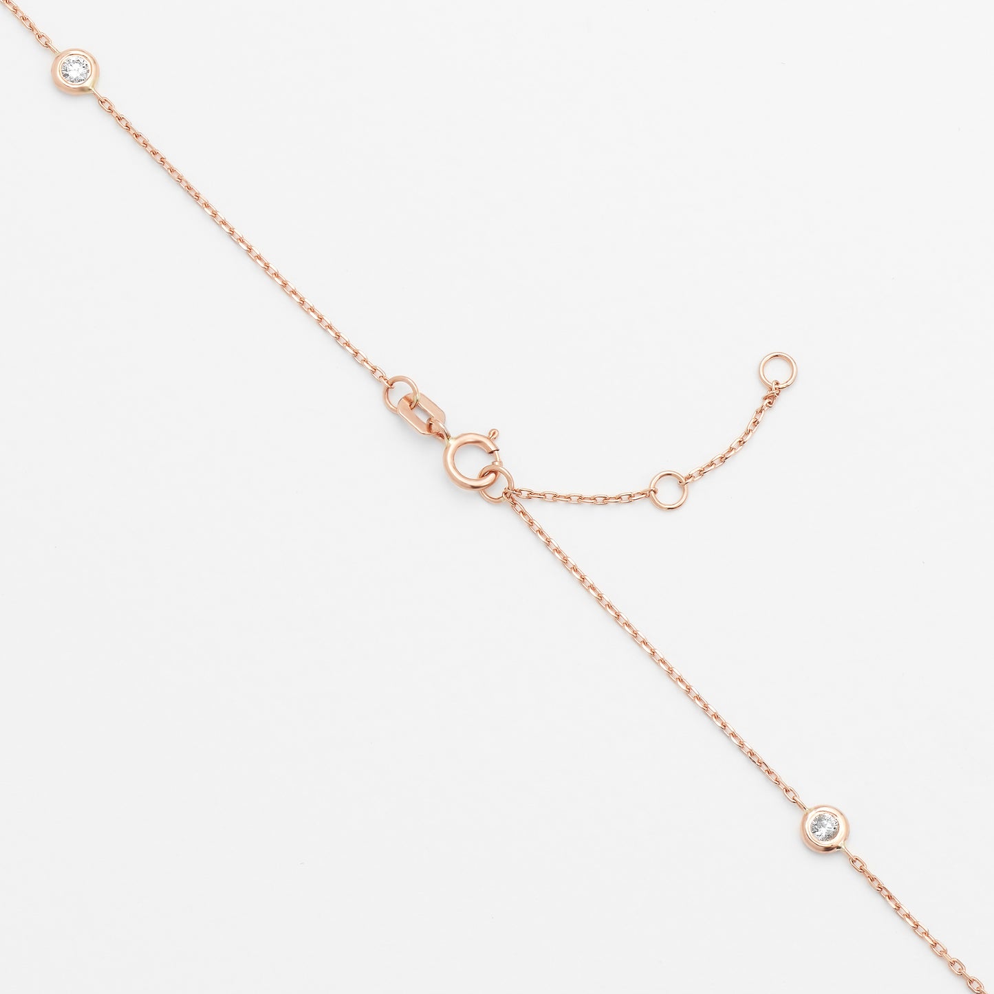 9K Rose Gold Fine Bezel-Set Diamond Necklace 0.55tdw