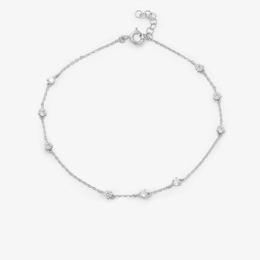 9K White Gold Dainty Zirconia Bracelet 19cm